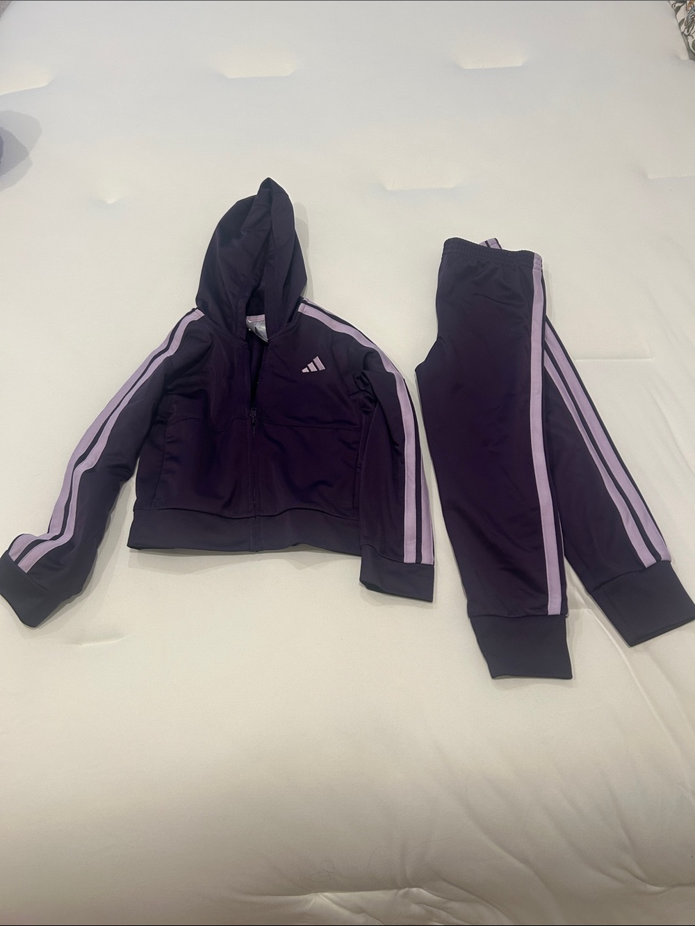 Adidas Dark Purple and Lavender Girls Hooded Track Set